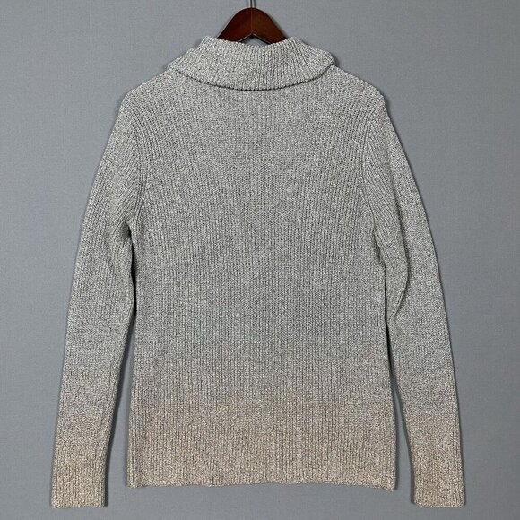 White House Black Market Silver Metallic Ombre Sweater Medium Cowl Neck Pullover - Picture 8 of 16